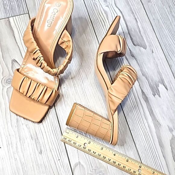 (56-3749) Coutgo Women's Ruched Slide Double Strap Square Sandals Sz 8 - Picture 3 of 8